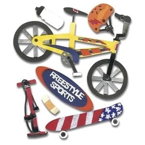 Jolees Boutique Themed Ornate Stickers, Freestyle Bike and Board