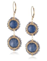 Dana Kellin Two Tiered Kyanite Coin Encrusted with Gold and Mystic Quartz Earrings