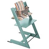 ストッケ トリップトラップ チェアセット チェア:アクアブルー ベビーセット:ヘイジーグレー クッション:シグネーチャストライプ 【3個口】