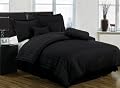 7 Pieces Black Cotton Jacquard Stripe Comforter/bed-in-a-bag Set California/cal King Size Bedding