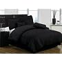 7 Pieces Black Cotton Jacquard Stripe Comforter/bed-in-a-bag Set Queen Size Bedding
