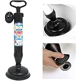 Hand Powered Air Pump Action Drain Plunger Unclog Toilets Sinks Tubs Showers !