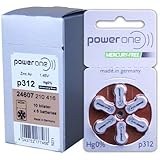 Power One Size 312 MERCURY FREE Hearing Aid Batteries (60 batteries)