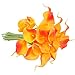 Luyue 20 Pcs Fake Calla Lily Artificial Flowers Bridal Wedding Bouquet Latex Real Touch Flower Home Kitchen Office Decor-Sunset Orange