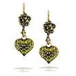 Amaro Earrings - Petite Heart, in Bronze, Olive and Black Tones #03154 AOE OE