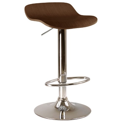 Kallie Set Of 2 Air Lift Adjustable Stool, Natural Wood Veneer Top And Metal Base By Winsome Wood