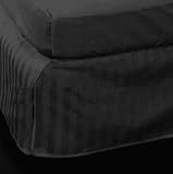 Homespell Egyptian Cotton 300 Thread Count Sateen Stripe Bed Skirt Black Queen