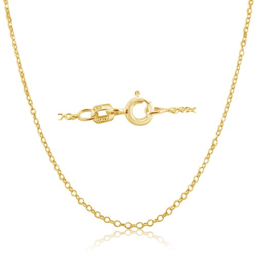 18k Gold over Sterling Silver Vermeil 1mm Cable Chain Necklace