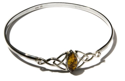 Sterling Silver Celtic Love Knots Amber Bracelet