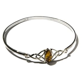 Sterling Silver Celtic Love Knots Amber Bracelet