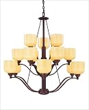 15 Light Chandelier - English Bronze Finish : Etched Opal White Glass