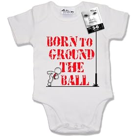 Dirty Fingers � Born to Ground the Ball (Rugby Clothes) � Baby & Toddler Short Sleeve Bodysuit / BabyGrow, 0-3 months, White