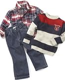 Nannette Little Boy 3-Piece Striped Sweater Set
