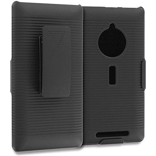 Nokia Lumia 830 Case, TechSpec(TM) Black Belt Clip Holster Hard Case Cover for Nokia Lumia 830