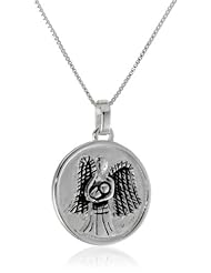 Sterling Silver "Watch over My Children" Angel Holding a Baby Circle Pendant Necklace, 18"