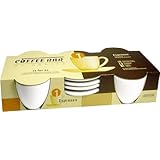 Konitz Coffee Bar Espresso 2-Ounce Cups and Saucers, Set of 4, White