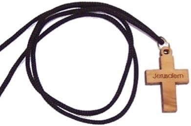 Latin Cross - olive wood necklace, necklace is 60cm long - 23.5 inches )