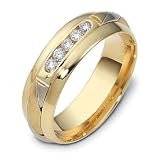 Designer 14 Karat Two-Tone Gold Channel Set Diamond Wedding Band Ring