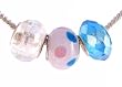 Pandora Style Charm Bead Set (Z176) Murano Style and Faceted Glass (Fits Troll too) ~ Pink & Blue