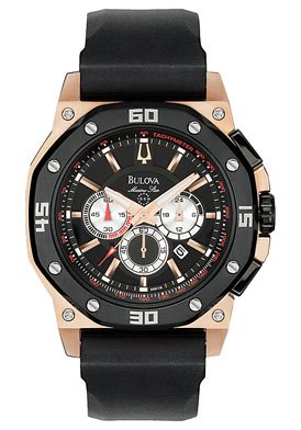 Bulova Men's Marine Star Black Dial Watch #98B118