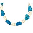 Pearl Freshwater Cultured White Turquoise Natural Stone Necklace 20" Bucasi