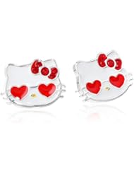 Hello Kitty Girls Heart Sunglasses Crystal Bow Stud Earrings