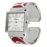 Geneva Platinum Polished Cuff Watch by Geneva