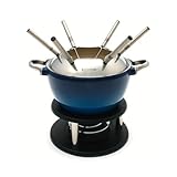 Swissmar Noirmont Enameled Cast-Iron 10-Piece Meat Fondue Set, Blue