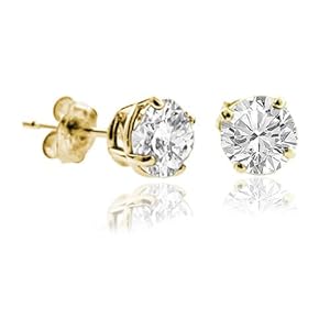 1/3 CT Diamond Stud Earrings 14k Yellow Gold (I1-I2 Clarity)