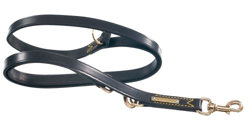 Petego La Cinopelca Classic Double Leather Dog Leash Black 3 4 Inches by 71 Inches