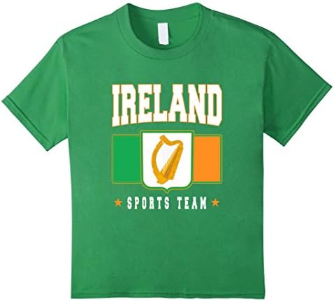 Kids IRELAND T-Shirt Irish Harp Flag Coat Arms Soccer Rugby Tee 4 Grass