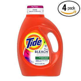 Tide with Bleach Alternative Mountain Spring Scent with Actilift, 100-Ounce Bottles (Pack of 4)