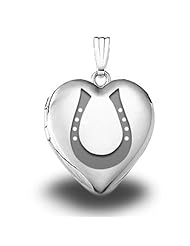 Sterling Silver "Horseshoe" Heart Locket 3/4 inch x 3/4 inch