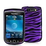 Black / Purple Zebra Design Crystal Hard Skin Case Cover for Blackberry Tor ....