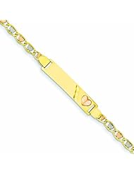 Genuine 14K Tri-Color Tricolor Link Heart Id Baby Bracelet 3 Grams Of Gold 100% Satisfaction Guaranteed.