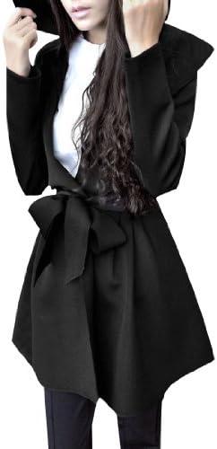 Lady Flounce Collar Long Sleeve Ruched Detail Waist Tie Trench Coat Jacket