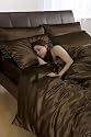 Chocolate Satin Double Duvet Set With Fitted Sheet