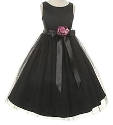 Girls Belted Taffeta/Tulle Flower-Girl Dress/Pageant Dress/Wedding Dress  With a Ribbon 