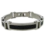Men's Stainless Steel Bracelet w/ Black Stingray, 8"
