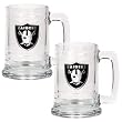 Oakland Raiders 2pc 15oz Glass Tankard Set- Primary Logo NFL Football