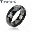 Black IP Tungsten Carbide Ring With Multi-Facelet Prism Design - Size: