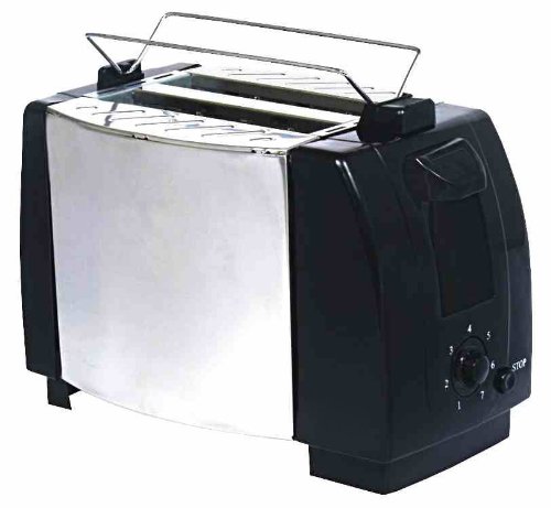 Edelstahl Toaster für 2 Scheiben mit Brötchenaufsatz 