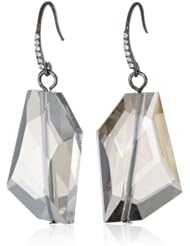 ABS By Allen Schwartz Hematite Tone with Black Diamond Drop Earrings