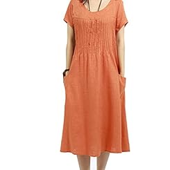Sexy Cotton/Linen Short Sleeves  Dress