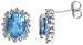 10k White Gold 7/16 (11mm) tall Post Earrings, w/ 3.50 Total Carat Weight of Round Brilliant Diamonds & Oval Cut Blue Topaz Stones