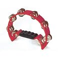 Pro Half Moon Tambourine - Double Row Cutaway 16 Sets of Jingles - Red