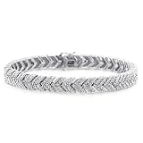 1.00 Carat Diamond Sterling Silver Chevron Bracelet - 7"