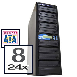 Produplicator 8 Burner 24X DVD CD Duplicator + 320GB + USB 2.0 Connection (Standalone Audio Video Copy Tower, Disc Duplication Device)