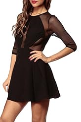 Sexy Sophisticated Fit-and-Flare Lace Polyester/Spandex Skater Dress/Little Black Dress 