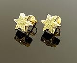 .925 Sterling Silver Unisex 0.35CT Diamond Star Shaped Earrings